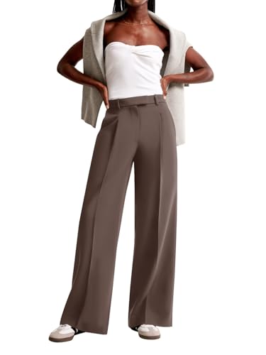 Image of NIMIN Women Wide Leg Work Pants High Waisted Dress Trousers with Pockets