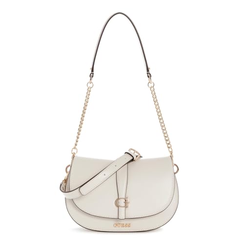Sac à épaule bandoulière GUESS Carrie Flap Bag écru pour femme
