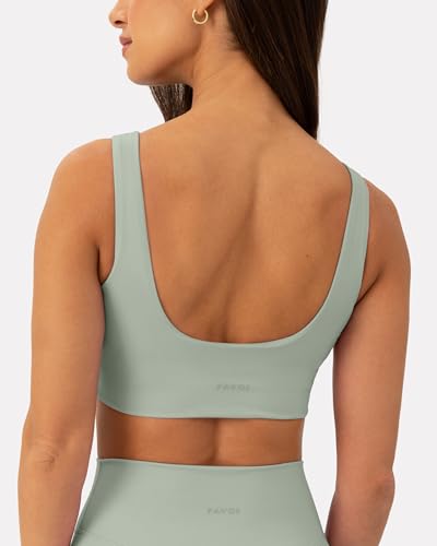 PAVOI ACTIVE Curve Hem Scoop Neck Sports Bra for Women - Medium Support Buttery Soft Low Cut Workout Yoga Bras - FlexFlow2