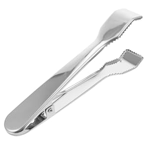 NUOBESTY 1Pc Stainless Steel Ice Tongs – Multifunctional Spring Food Clip for Ice Buckets, Bars, Kitchens, and Parties (Silver)