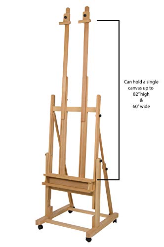 Creative Mark Saint Remy H Frame Artist Easel - Durable Design With Adjustable Angles And Wheels - Oiled Beechwood #TOP1