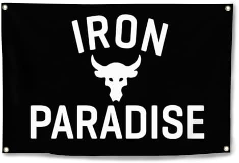 HLXFF3 Iron Paradise Flag Double Sided 3 x 5 Ft Indoor Outdoor Banner Home Garden Decoration Wall Gym Flag - 4 Brass Grommets