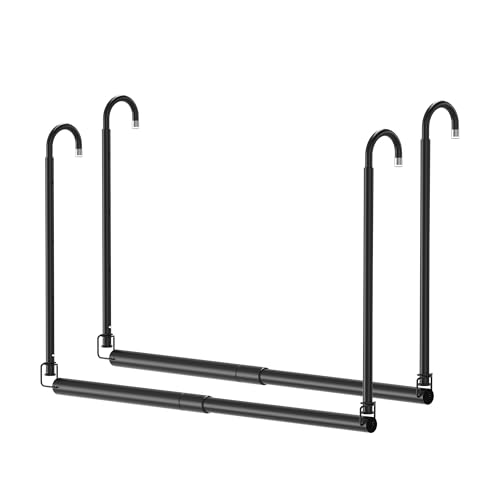 Tiemlet Kleiderstange aus Metall Schwarz Teleskop Kleiderstange ohne Bohren Für Garderobe Verstellbar 46.5-78cm Höhe 40-72cm Breite