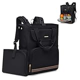 GOLF SUPAGS 25 L Mochila trocador para bebé com trocador portátil e alças para carrinho, mochila para fraldas, mochila térmica almoço, para mãe e pai, Preto, 17.3 Pulgadas