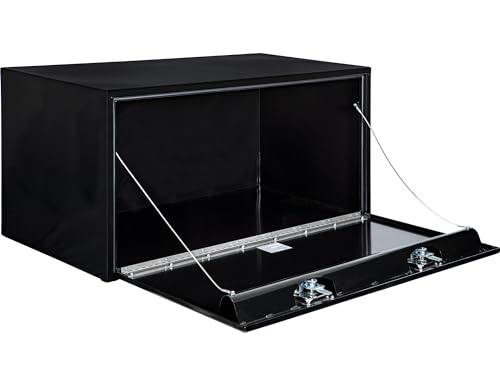 Image of Buyers Products 1704310 Black Steel Underbody Truck Tool Box, 24x24x48 Inch | Truck Bed & Underbelly RV Storage Box, Locking T-Latch, Weather-Resistant, Heavy-Duty Flatbed Job Box, Made in USA