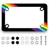 Rainbow Gay Pride - Marco de matrícula de motocicleta de acero inoxidable colorido LGBT divertido soporte para etiquetas de 4 agujeros para hombres y mujeres, accesorio impermeable para motocicleta