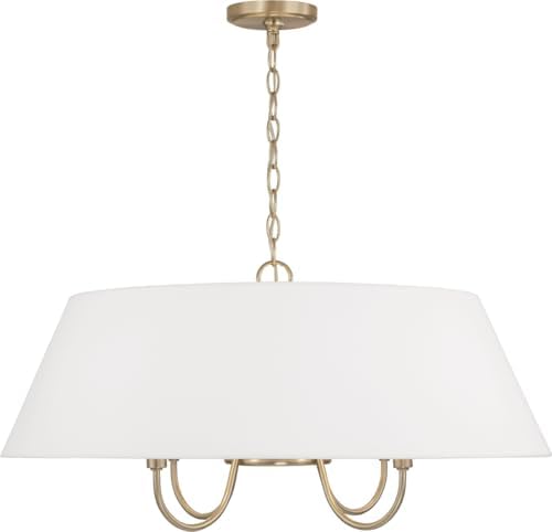 Capital Lighting 352741MA Julia Transitional Soft White Fabric Bolt-On Shade Pendant, 4-Light 240 Total Watts, 14" H x 29" W, Matte Brass