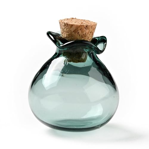 KitBeads 10Pcs Mini Glass Bottles Dark Cyan Color Lucky Wishing Drift Bottle With Cork Stoppers for Crafts Wedding Favors Sand Home Decor