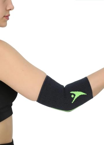 Bluewell Ortopedik Dirseklik | Sporcu Dirsek Destekliği | Örme Elastik Koruyucu | Tenis, Fitness, Voleybol, Antrenman İçin | Unisex | (Siyah, X Large)