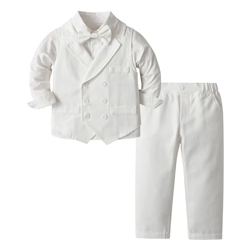 Image of Mud Kingdom Boys Suits for Weddings White Shirts, Vests and Pants Clothes Sets