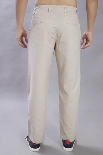 Image of DIVISIVE Men's Relaxed Fit Front Pleated Cotton Linen Blend Trousers