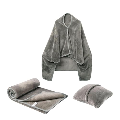 Nuyhgtr Manta y almohada de viaje, manta de almohada de avión, manta de viaje ligera, manta de viaje de franela, combo de almohada de viaje, chal de viaje suave, manta de avión para viajes