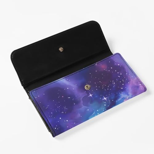 Image of AFPANQZ Womens Wallets Leather Trifold Multi Card Holder Slots Wallet, Starry Clouds Ladies' Leather Card Pouch Bag for Keys Lipstick Cit Cards Holder