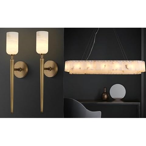 Sucelating Alabaster Sconce with Chandelier for Dining Room, Kitchen, Living Room, Bedroom Cover