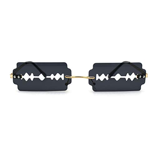 Image of SA106 Razor Blade Shape Funky Hipster Rimless Sunglasses
