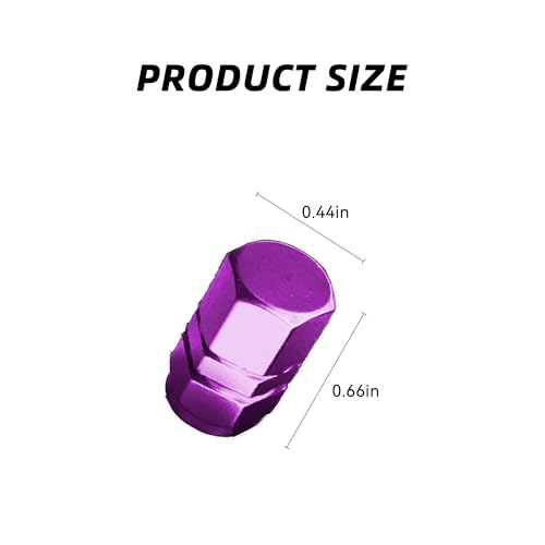 4PCS Car Tire Valve Stem Caps, Aluminum Alloy Wheel Valve Covers, Corrosion Resistant Leak-Proof Tire Air Cap Set, Universal Car Accessories for Vehicle Trucks Motorcycles Bicycles (Purple)