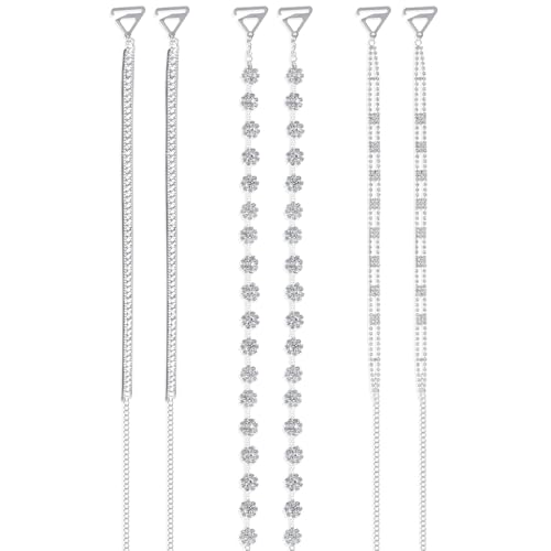 3 Pairs Rhinestone Bra Straps Decorative Removable and Adjustable Wedding Bra Strap for Women Bridal Dress, 3 Styles - Main Image