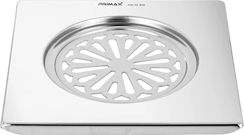 Image of Plantex (Primax) 304 Grade Stainless Steel Bathroom Drain Cover /Floor Drain /Drainage Cover /Bathroom Drain Jali - 6x6 inch (Chrome)