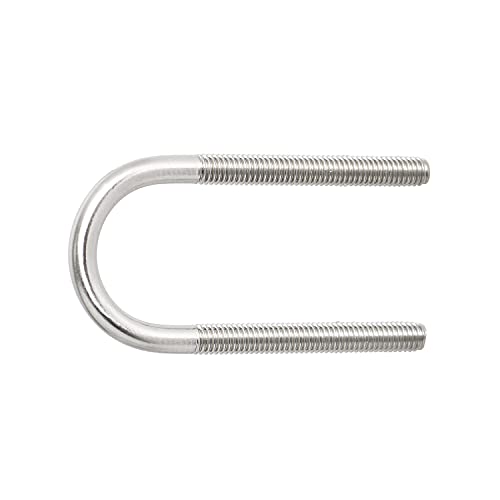 Image of Round U-Bolts 0.98 inch(25mm) Inner Width M6 Thread 304 Stainless Steel Silver with Plates Nuts Flat Washers for Car /RV /Trailer Bumper, 2Pcs