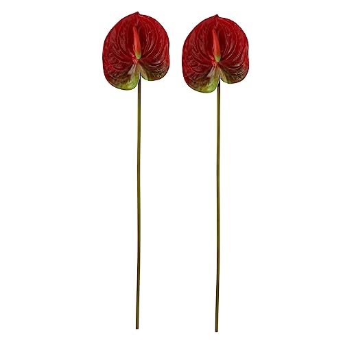 Holibanna 2 Piezas De Simulación De Flores De Anthurium Andraeanum Geranio Decoración De Simulación De Plantas De Interior Grandes Ramo Pequeño De Cala Plantas Artificiales