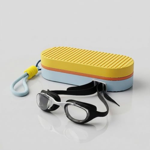 Image of First Lens Swimming Combo Kit Set with Black Swim Goggles & Swim Case for Men & Women - Yellow Case & Black Goggle