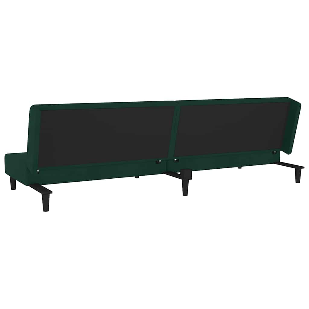 Sofá cama de 2 plazas con 2 cojines de terciopelo verde oscuro, sofá convertible en cama doble con marco de madera, versátil para sala de estar, cine en casa, oficina