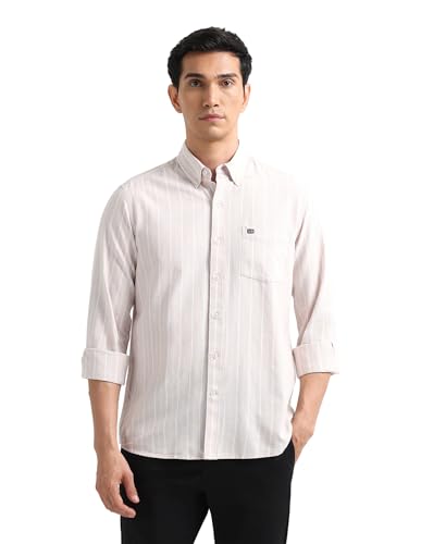 Image of Arrow Striped Slim Fit Mens Casual Shirts - 100% Cotton, Breathable & Comfortable, Full Sleeves Shirts for Men