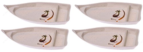 M.V. Trading EP136 Melamine Japanese Suhsi Boat with Eggplant Design Series, 10¼ X 4¾ Inches, Set of 4