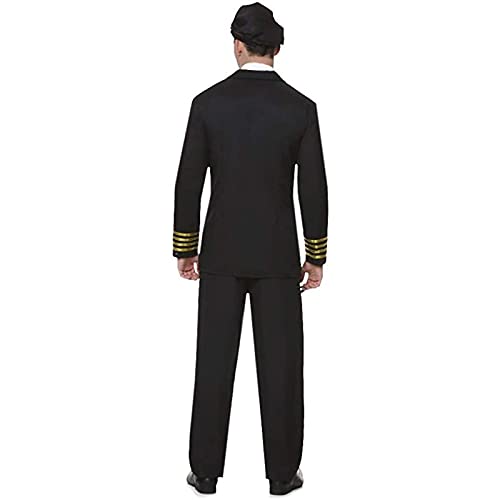 Karnival 82237 Male Airline Pilot Costume, Men, Black, Medium