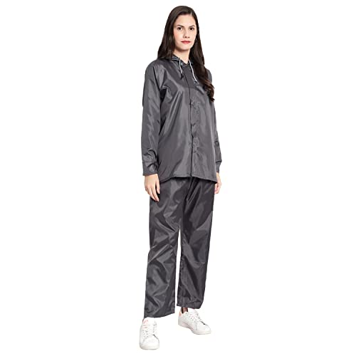 Image of Zacharias Women's Waterproof Reversible Double Layer Solid Raincoat with Pant (RG-2) (Black)