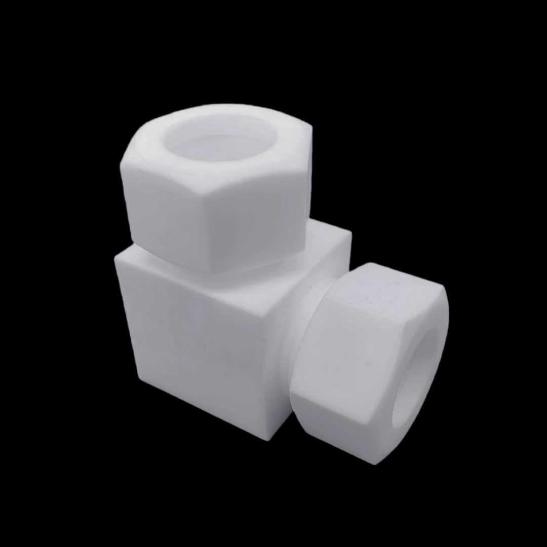 Złącze kolanowe PTFE w kształcie litery L, adapter tulejkowy pod kątem prostym 90°, odporny na wysokie temperatury, zestaw 1 szt