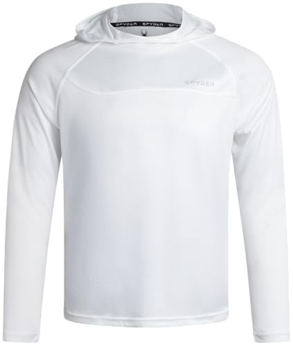 Spyder Mens Rash Guard Long Sleeve Sun Hoodie Shirt - UPF 50+ UV Protection Quick Dry Moisture Wicking Fishing & Swim Shirt