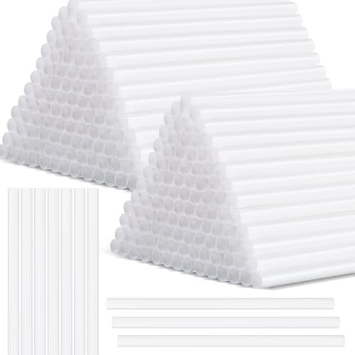 Mumufy 200 Pieces White Plastic Cake Dowel Rods Bulk for Tiered Cake Construction and Stacking Supporting Cake Support Rod Cake Round Dowels Straws (0.5 Inch Diameter 12 Inch Length)