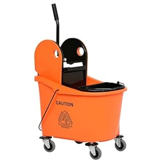 HOMCOM Secchio per Mocio Professionale 36L, Carrello Lavapavimenti con Strizzatore Manuale e 2 Secchi, Arancione e Nero