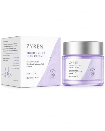 50ml Zyren Tighten & Lift Neck Cream Neck Firming Cream for Sagging Skin Tightening Care Hydrating & Smoothing Neck Cream Daily Neck & Décolleté Moisturiser with Hyaluronic Acid & Caffeine