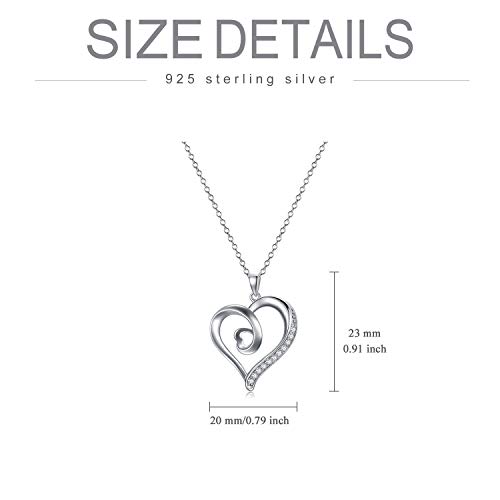 SISGEM Natural Diamond Heart Pendant Necklaces for Women Sterling Silver, Fine Jewelry for Wife, Love Gifts for Her (0.15ct) 16"-18"2