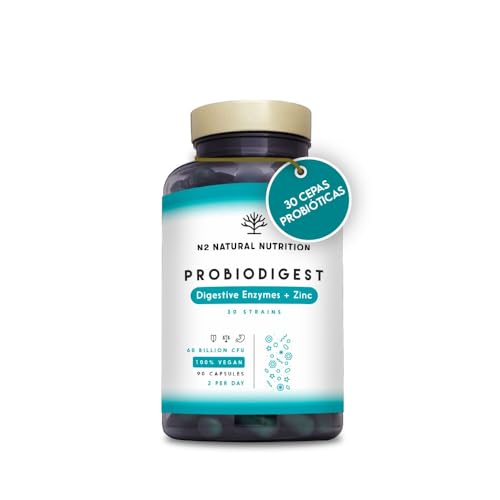 Probioticos intestinales. Prebioticos, Enzimas digestivas y Zinc. 60 Millones de UFC. Mejora las...