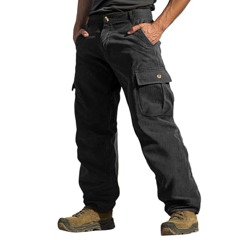 TOFOTL Pantaloni da Montagna Uomo Sportivi Traspirante Carrera Estivi Inter Larghi Pantalone Tuta Estivi da Lavoro Pantaloni Comodi Uomo Tinta Unita con Tasche Laterali 02-Nero M