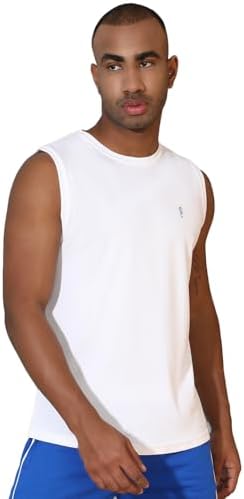 EPPE Men's Micro Polyester High-Performance Slim Fit Sleeveless T-Shirt Vest White Round Neck Innervest for Gym Vest Sports wear