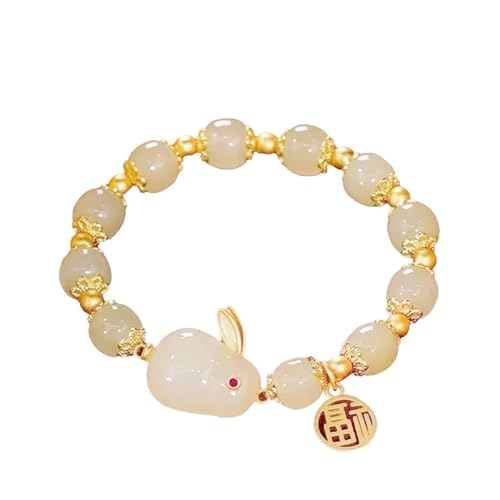 Bracelet lapin en jade et bijoux de Nouvel An, cadeau idéal femme