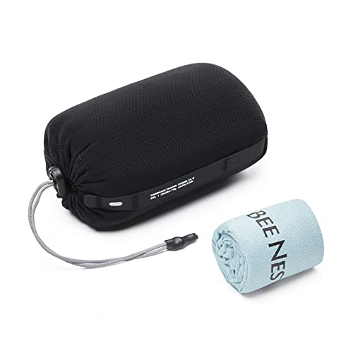 BeeNesting超軽量速乾タオル 特大判&小さいセット マイクロファイバー スポーツタオル コンパクトに収納可能なポケット付き 軽量バックパッキング 旅行 登山 ビーチ ジム キャンプ 水泳 ヨガ用