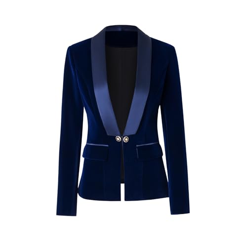 Blazer costume velours femme veste smoking noire de bal