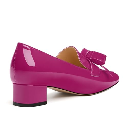 Image of Womens Loafer with Heel, Comfortable Chunky Heels for Women, Loafers Shoes with Bowknot Womens Bunion Dress Shoes