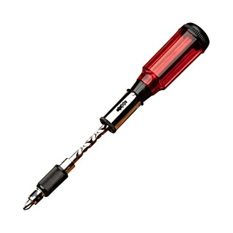 Kings County Tools Yankee Style Screwdriver | 7 Double-Sided Bits Included | Rotating Barrel with Hex Chuck | 3-Position Selector - Locked, Spiral-In and Spiral-Out | Easy on Hands Cover
