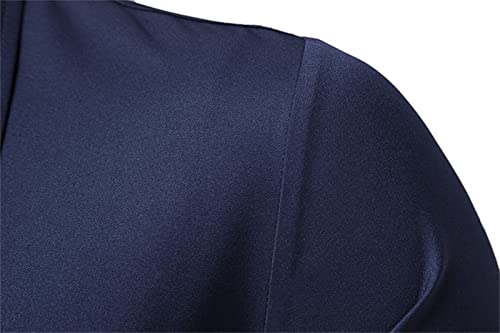 Men's Business Stitching Shirt Button Shirts for Wedding Party Prom Inner Contrast Formal Classic Casual Shirts4