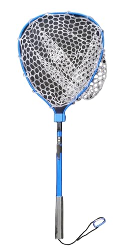 Mirakasa ランディングネット 小型 折りたたみ式漁網 ルアー釣り用魚すくい網 玉網 大口径 軽量 アルミニウム合金フレーム シリコンメッシュバッグ EVAハンドル バックル 頑丈 耐荷重 携帯便利 船釣 海釣 磯釣 渓流 アウトドア (B,ネット深