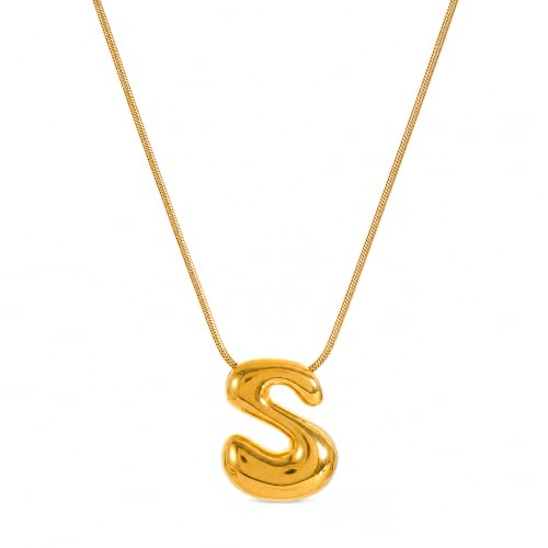 Collier initiale à bulles pour femme au design pendentif lettre épuré et finitions miroir