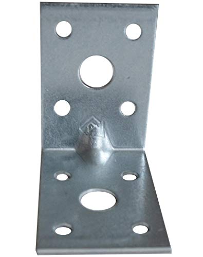 Paquete de 50 placas de soporte de esquina angular, chapa de acero galvanizado Z275 275 (g/m2) 20 (μm) 1.97 x 1.97 x 1.38 x 0.08 pulgadas (50 x 50 x 35 mm x 2 mm)