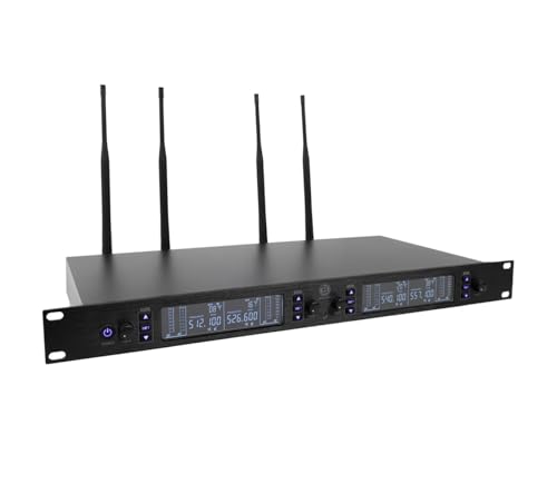 Sistema de micrófono inalámbrico UHF de 4 canales con 4 micrófonos de mano y receptor montable en rack Blastking MHU404 miniatura 2
