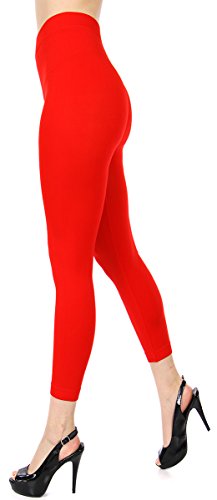 High Wasted Leggings, Slimming Leggings for Women, Leggins Pants, Soft Athletic Pants for Running Yoga Workout, Red